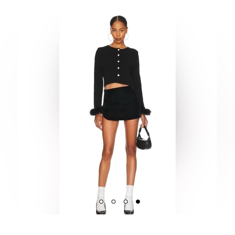 Free People Annalise Velvet Mini Skirt Black Unlined Notched Hem Size 4 NWT